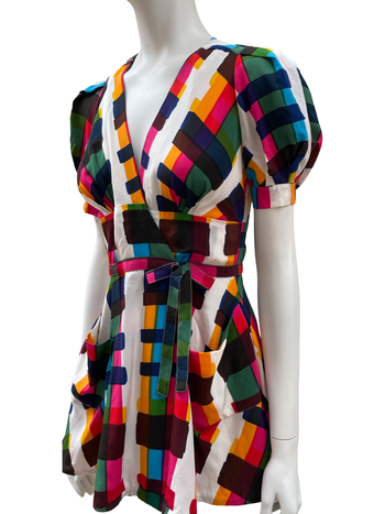 Balenciaga vintage colourful silk dress XS