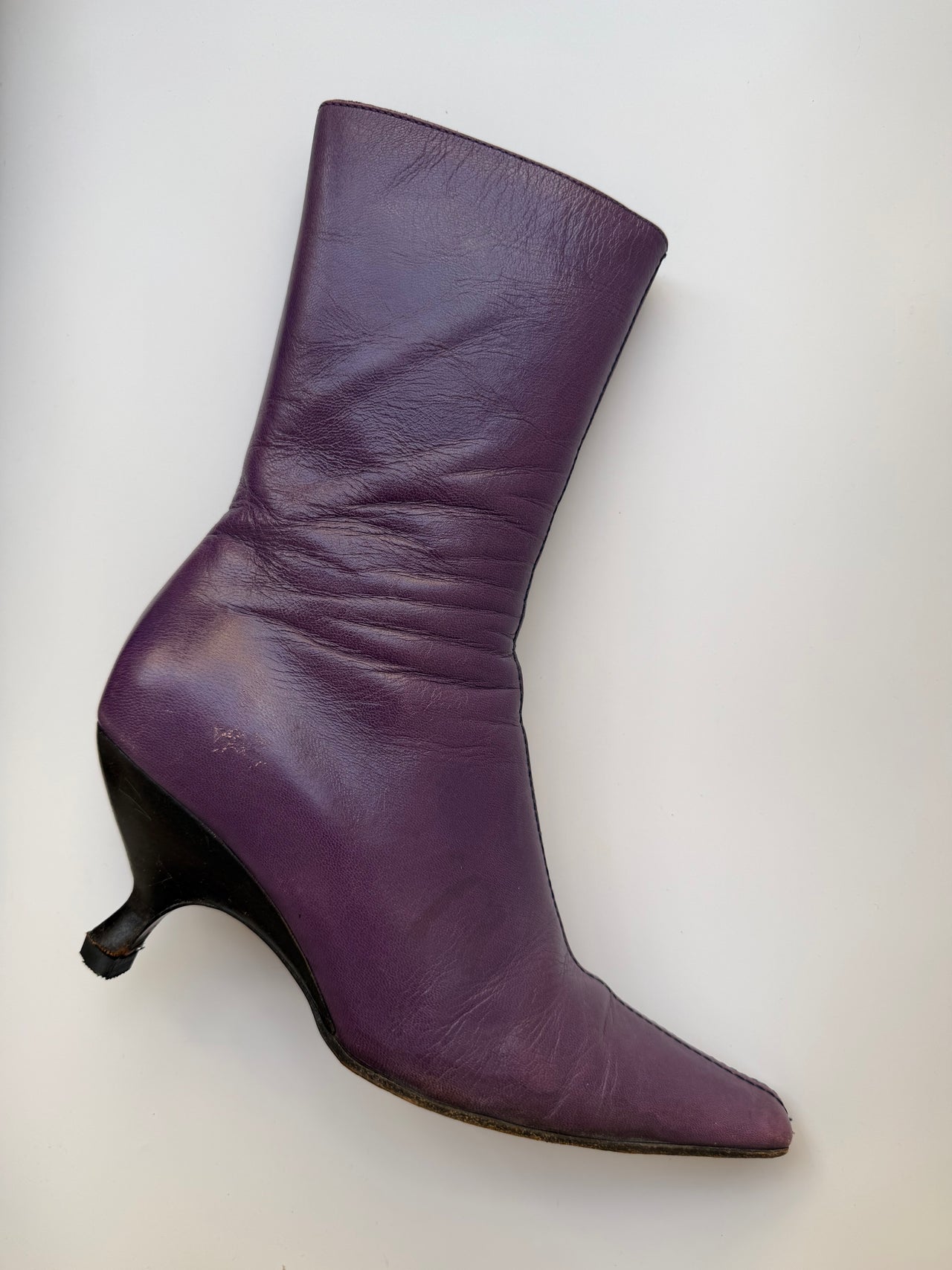Miu Miu purple square toe kitten heel boots 37IT