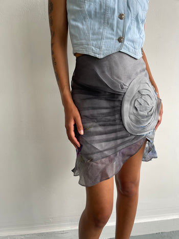Emporio Armani vintage 2000’s silk skirt with flower appliqué