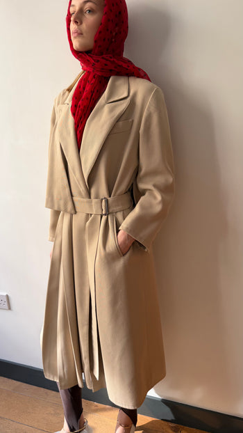 Vintage Wallis asymmetrical pleated trench coat