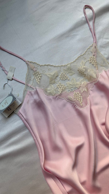 Christian Dior 1980’s pink lace applique night slip dress XS