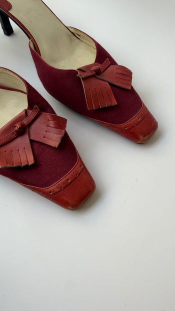 Gucci tassel detailed vintage kitten heel mules 38.5