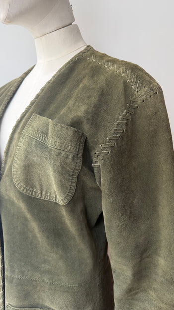 Yves Saint Laurent 1970’s vintage green suede leather jacket
