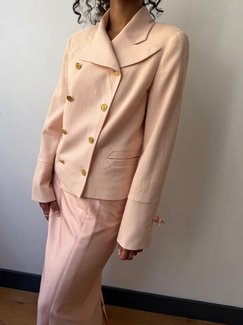 Christian Lacroix vintage double-breasted pastel pink blazer