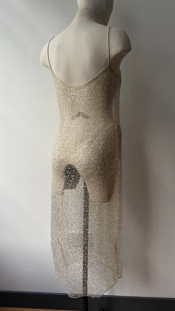 Sequin sheer layer strap dress