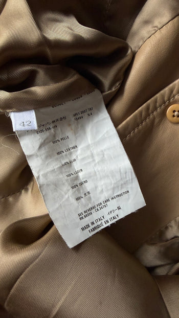 Prada 2002 Safari style butter soft leather belted leather jacket