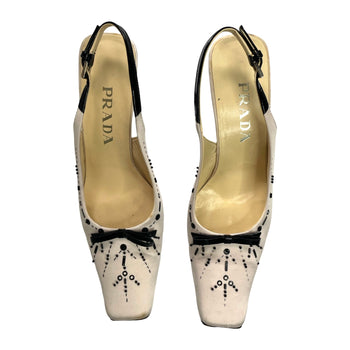 Prada 90’s slingback rose satin courts with bead detailing 39 IT