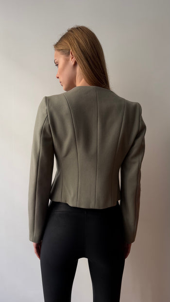 Emporio Armani wool asymmetrical closure wool jacket XS-S