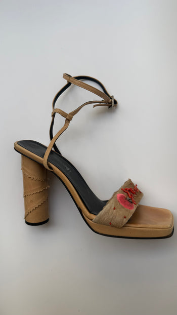 Gianni Versace coral applique open heels 38