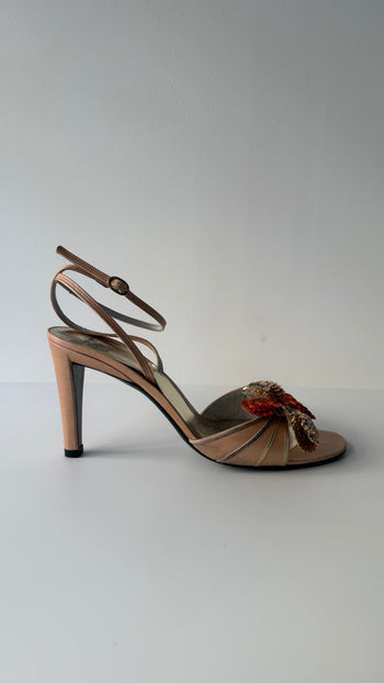 Christian Dior ankle straps open-toe embellished evening wear courts 37.5- 38 EU