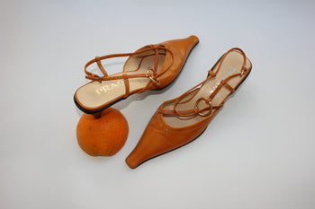 Prada early 00’s orange leather slingback courts