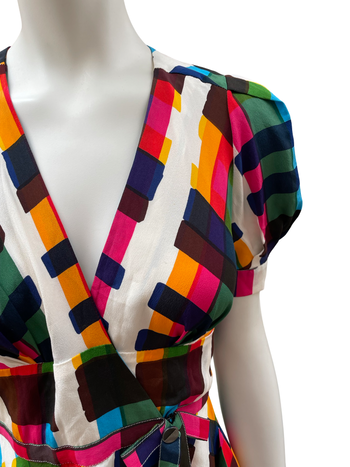 Balenciaga vintage colourful silk dress XS