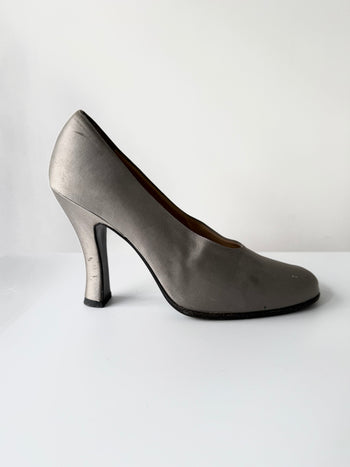 Prada A/W 1994 grey silk satin courts 38 IT