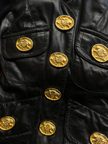 Gemma Kahng statement leather jacket cardigan