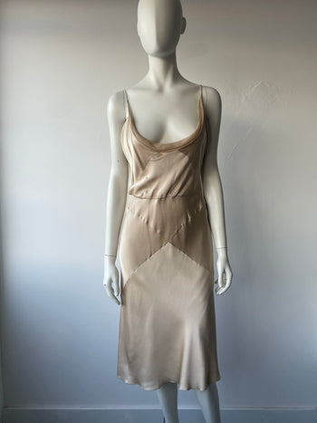 Prada pure silk beige satin slip dress 44 IT