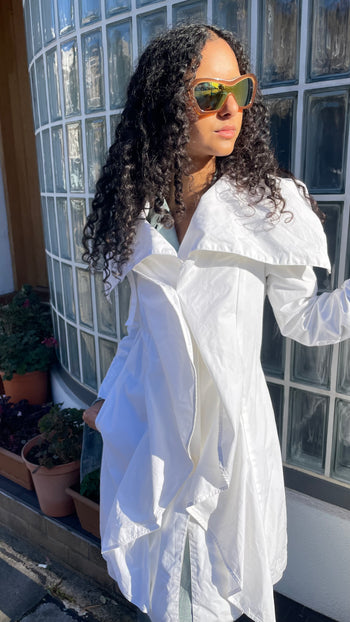 Armani Jeans white asymmetrical trench coat