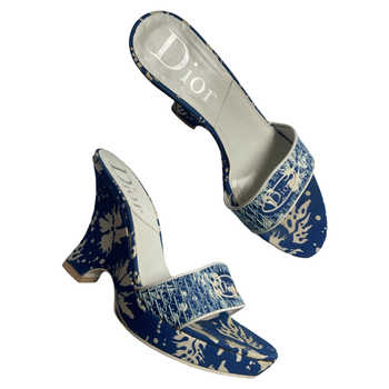 Dior SS2004 Surf Collection open-toe wedge mules 38 EU