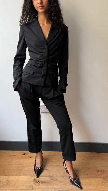 Prada early 2000’s vintage ruched waist fitted trouser suit