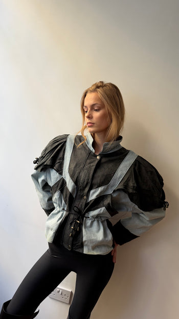 1980’s Italian vintage denim & leather statement jacket