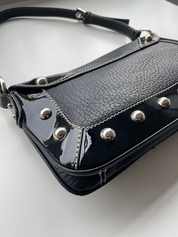 Dolce & Gabbana black leather and silver hardware shoulder bag