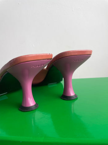 Prada contrasting patent leather 90’s vintage tassel detail mules 38.5