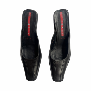 Prada Sport black leather mules 37.5 IT