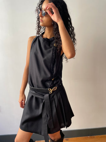 Gucci A/W 2008 black wool pinafore style dress 38IT