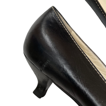 Miu Miu black leather kitten heel courts 37