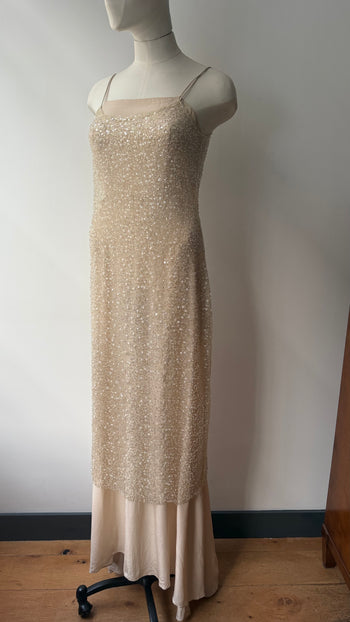 Sequin sheer layer strap dress