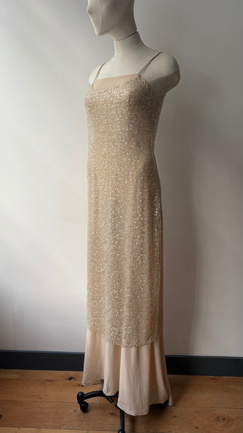 Sequin sheer layer strap dress