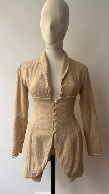 Edwardian style inspired handmade slim-fit long line jacket XS