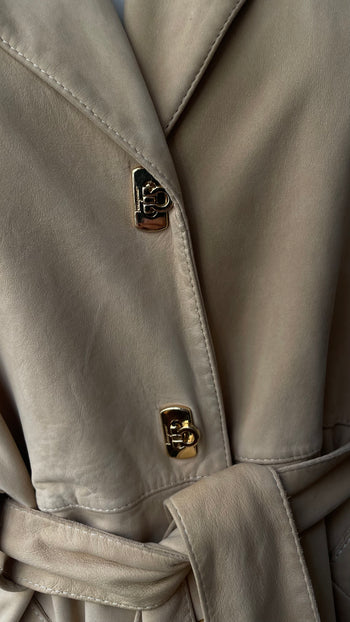 Salvatore Ferragamo beige nubuck trench coat
