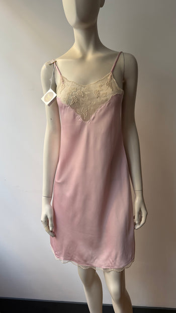 Christian Dior 1980’s pink lace applique night slip dress XS