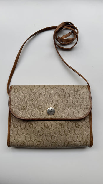 Dior vintage honeycomb coated canvas cross-body bag