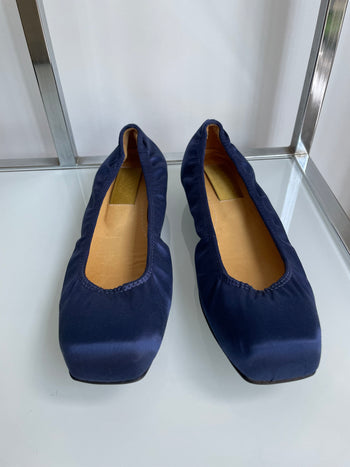 Lanvin pre-owned royal blue silk ballet flats