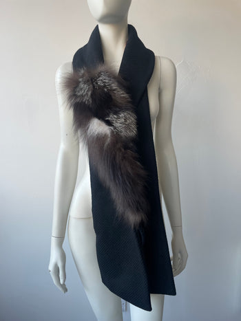 Miu Miu fox fur & black wool stove scarf