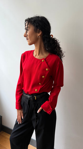 1980’s YSL vintage asymmetrical button blouse