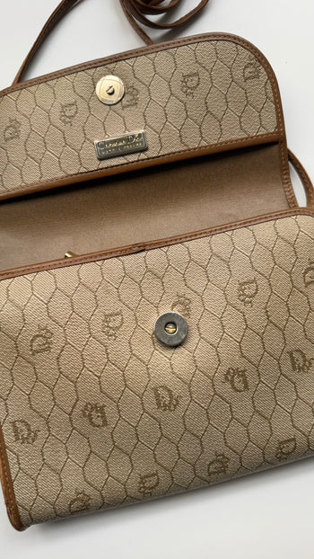 Dior vintage honeycomb coated canvas cross-body bag