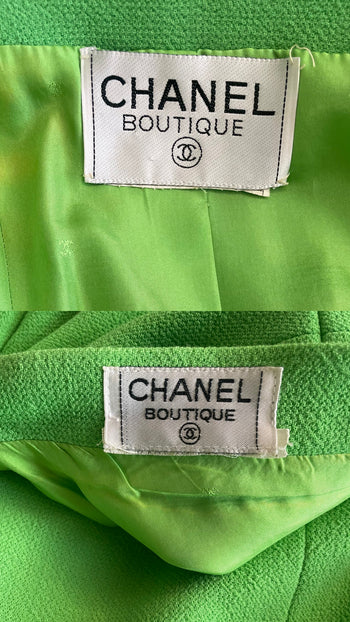 Chanel vintage bright green skirt suit 40 FR