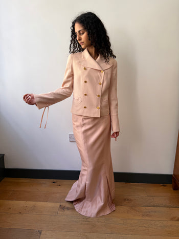 Christian Lacroix vintage double-breasted pastel pink blazer