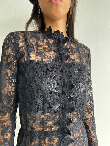 Giorgio Armani black crochet blouse