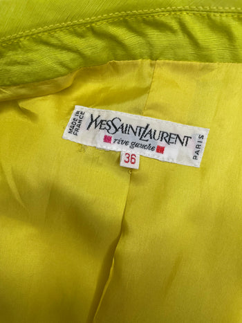 Yves Saint Laurent vintage lime yellow blazer with statement buttons