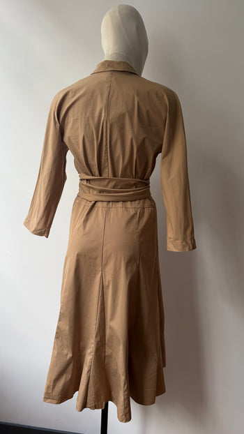 Prada belted cotton mix camel summer day dress
