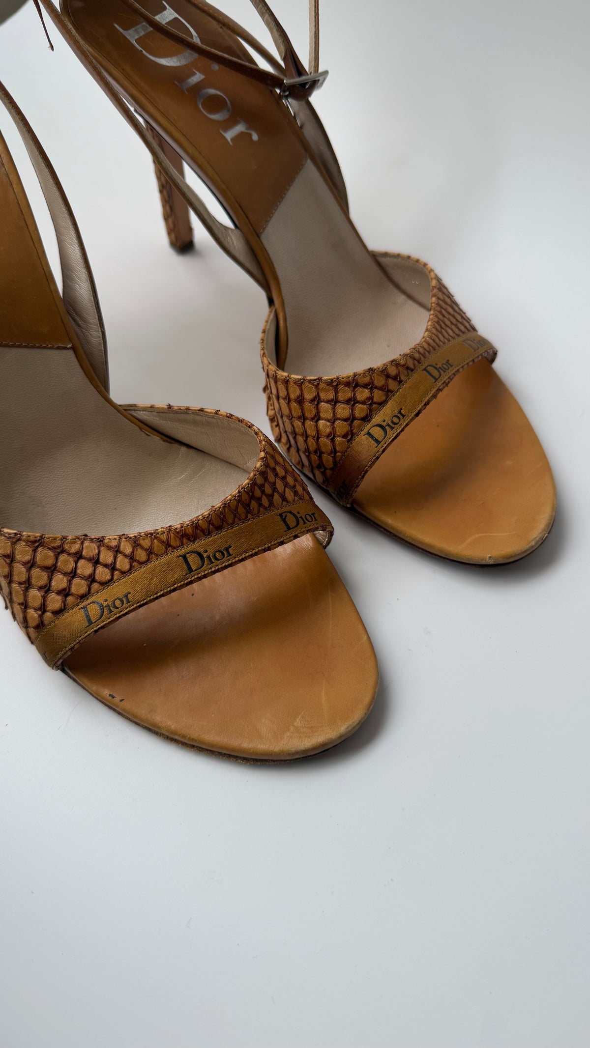 Christian Dior Galliano era phyton leather open heels 39