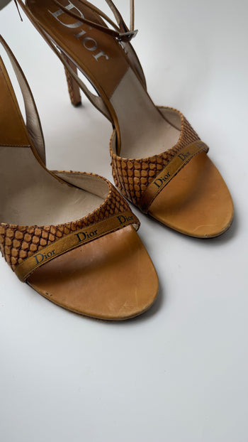 Christian Dior Galliano era phyton leather open heels 39