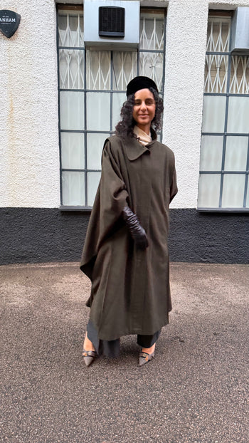 Austrian vintage batwing style wool coat cape