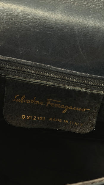 Salvatore Ferragamo Iconic Top Handle handbag beat-up vintage black leather