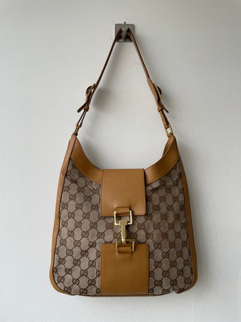Gucci Jackie GG canvas shoulder hobo bag