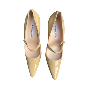 Manolo Blahnik Campari beige patent 39.5