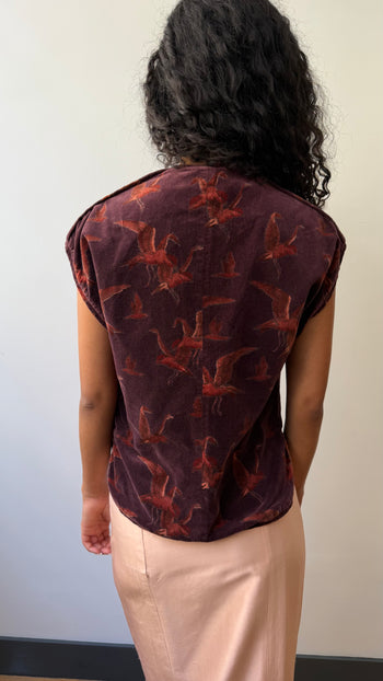 Kenzo 1970’s asymmetrical bird print velvet vest